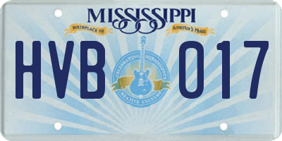 MS license plate HVB017