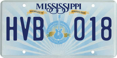 MS license plate HVB018
