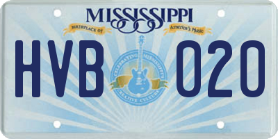 MS license plate HVB020