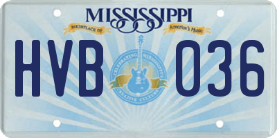 MS license plate HVB036