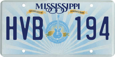 MS license plate HVB194