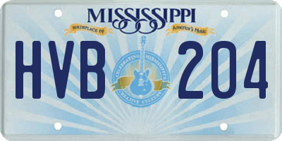 MS license plate HVB204