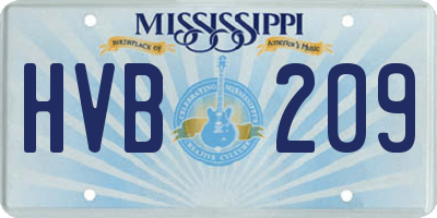 MS license plate HVB209