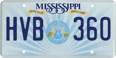 MS license plate HVB360