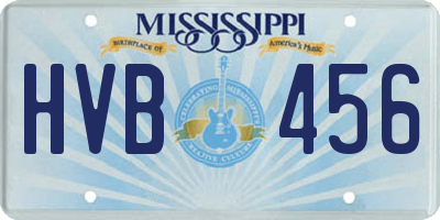 MS license plate HVB456