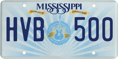 MS license plate HVB500