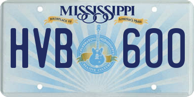 MS license plate HVB600