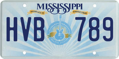 MS license plate HVB789