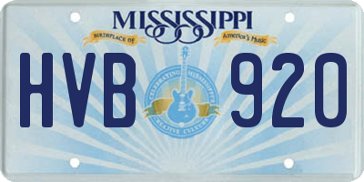 MS license plate HVB920