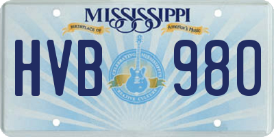 MS license plate HVB980