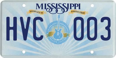 MS license plate HVC003
