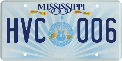 MS license plate HVC006