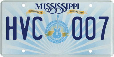 MS license plate HVC007