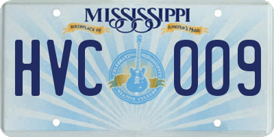 MS license plate HVC009