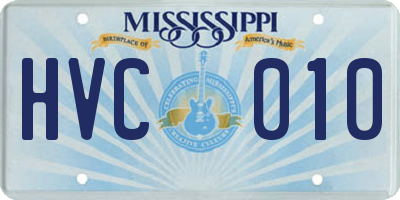MS license plate HVC010