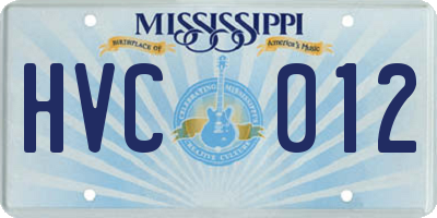 MS license plate HVC012