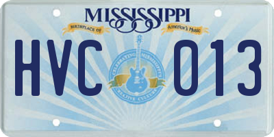 MS license plate HVC013