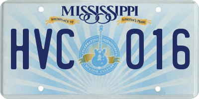 MS license plate HVC016