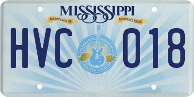 MS license plate HVC018