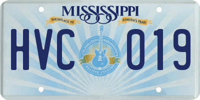 MS license plate HVC019