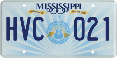 MS license plate HVC021