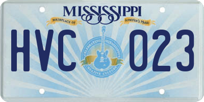 MS license plate HVC023