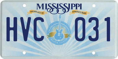 MS license plate HVC031