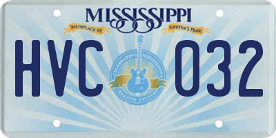 MS license plate HVC032