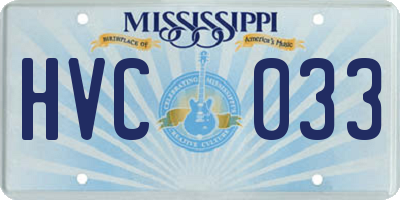 MS license plate HVC033