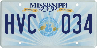 MS license plate HVC034