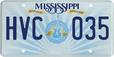 MS license plate HVC035