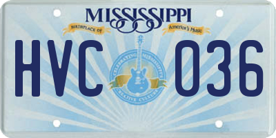 MS license plate HVC036