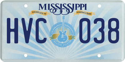 MS license plate HVC038