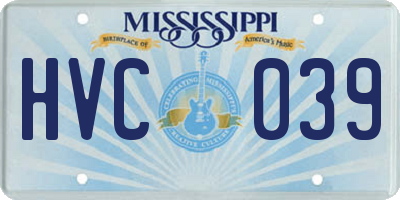 MS license plate HVC039