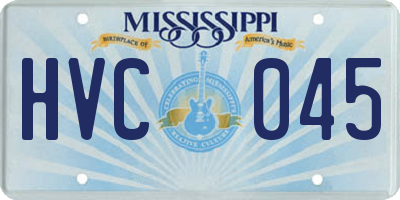 MS license plate HVC045