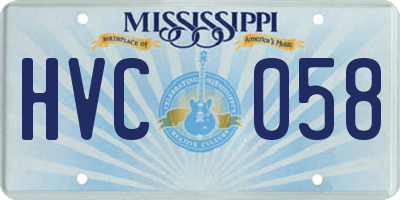 MS license plate HVC058