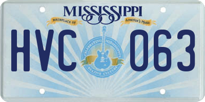 MS license plate HVC063