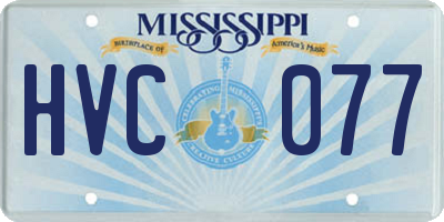 MS license plate HVC077