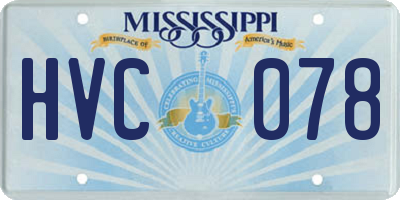 MS license plate HVC078