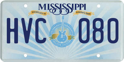 MS license plate HVC080