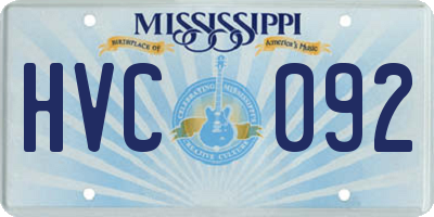 MS license plate HVC092