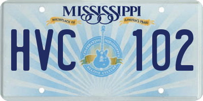 MS license plate HVC102