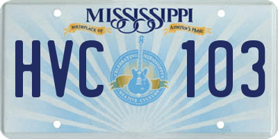 MS license plate HVC103