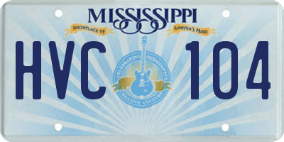 MS license plate HVC104