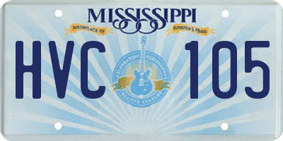 MS license plate HVC105