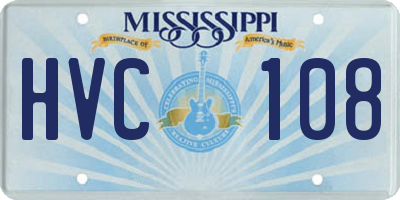 MS license plate HVC108