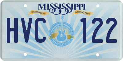 MS license plate HVC122