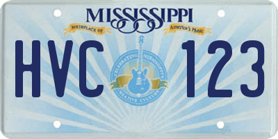 MS license plate HVC123