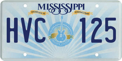 MS license plate HVC125