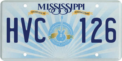 MS license plate HVC126